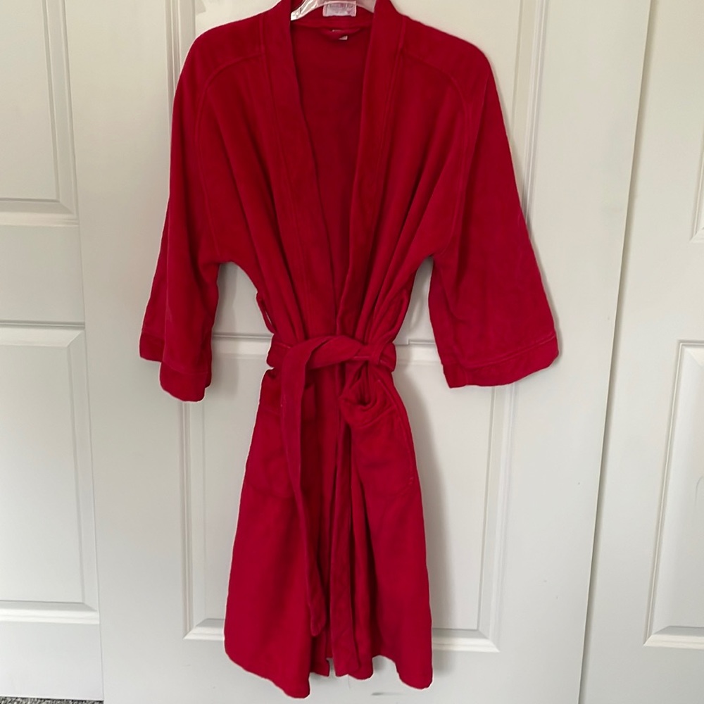 Vintage Christian Dior Monsieur Red Terrycloth Robe OS